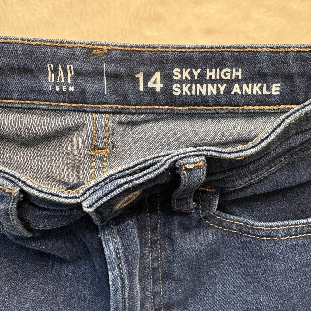 Gap Teen Jeans Girls Sz 14 Sky High Skinny Ankle Dark Wash Stretch Denim‎